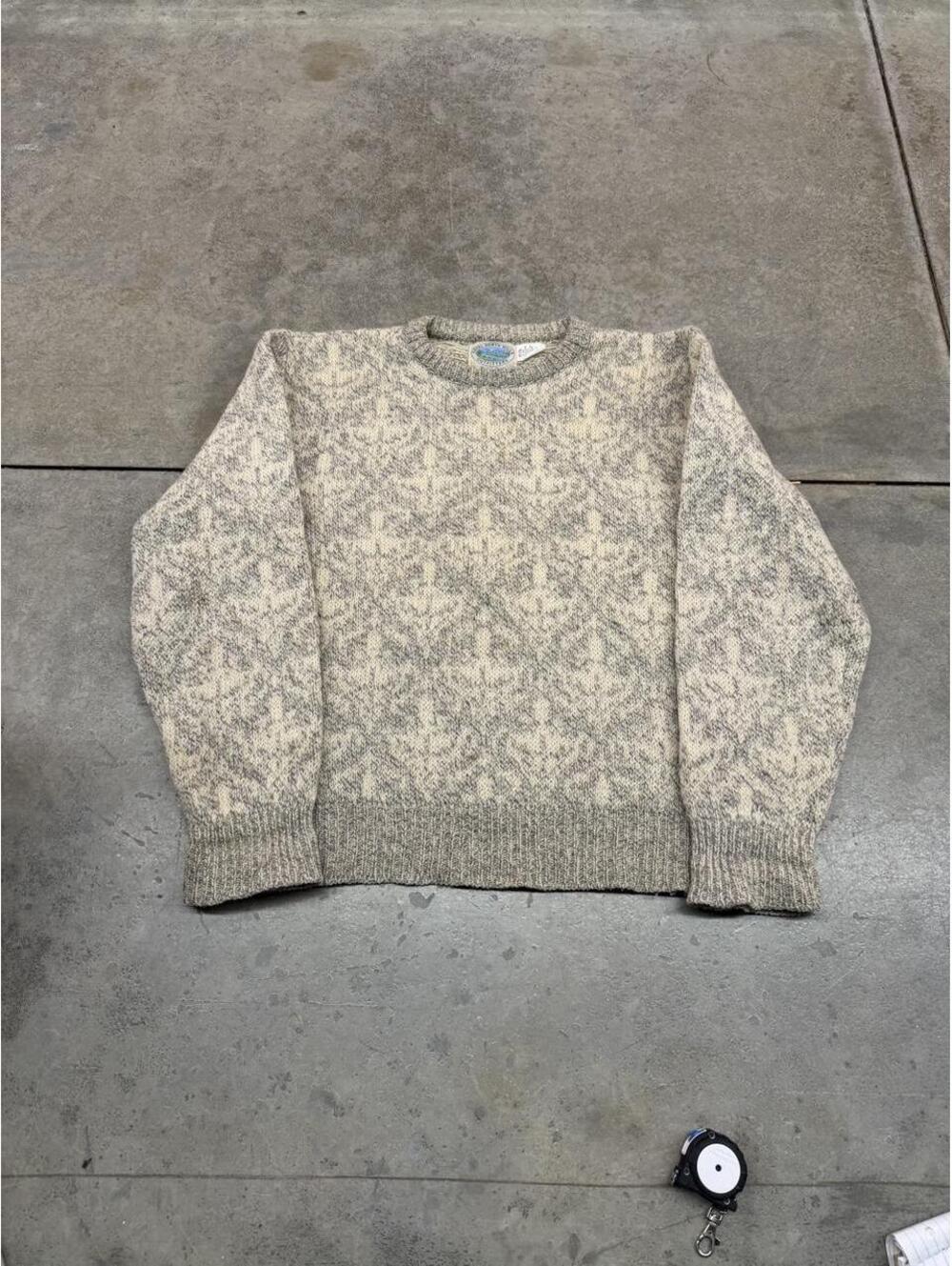 vintage royal north mills made in usa beige knit sweater size medium